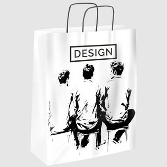 Rundum bedruckte Papiertragetasche mit Papierkordeln, 18 x 22,5 x 9 cm, 1/0-farbig