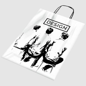 Rundum bedruckte Papiertragetasche mit Papierkordeln, 18 x 22,5 x 9 cm, 1/0-farbig