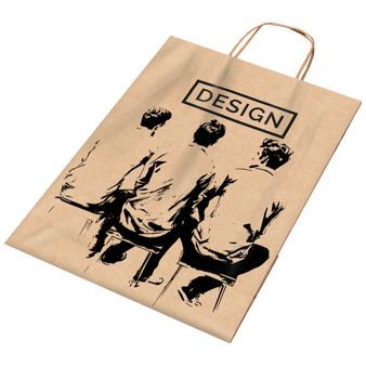 Rundum bedruckte Papiertragetasche mit Papierkordeln, 24 x 34 x 9 cm, 1/0-farbig