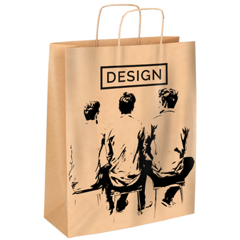 Rundum bedruckte Papiertragetasche mit Papierkordeln, 32 x 40 x 12 cm, 1/0-farbig