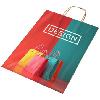 Rundum bedruckte Papiertragetasche mit Papierkordeln, 32 x 40 x 12 cm, 4/0-farbig + Weißdruck