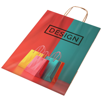 Rundum bedruckte Papiertragetasche mit Papierkordeln, 32 x 40 x 12 cm, 4/0-farbig