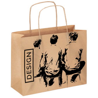 Rundum bedruckte Papiertragetasche mit Papierkordeln, 34 x 24 x 10 cm, 1/0-farbig