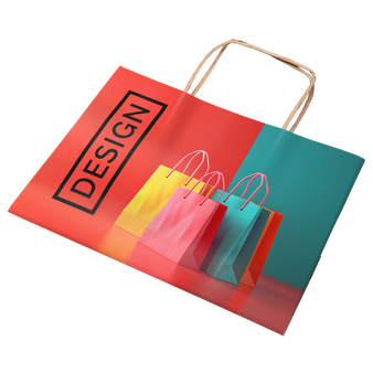 Rundum bedruckte Papiertragetasche mit Papierkordeln, 34 x 24 x 10 cm, 4/0-farbig