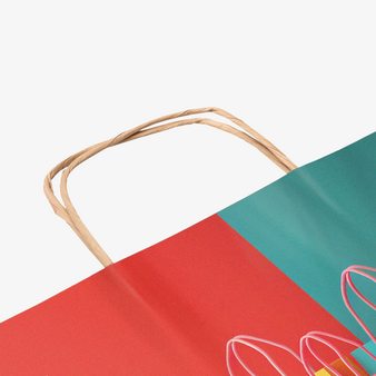 Rundum bedruckte Papiertragetaschace mit Papierkordeln, 34 x 24 x 10 cm, 4/0-farbig