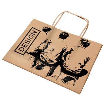 Rundum bedruckte Papiertragetasche mit Papierkordeln, 48 x 35 x 13 cm, 1/0-farbig