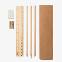 Schreibset 6-teilig inkl. 3 Bleistiften, Personalisierung auf Anfrage, Bleistift, Lineal,Radiergummi, Spitzer