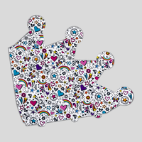 Schultüte, farbig bedruckt, stehend, weiß