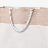 Shopper aus Jute mit farbigem Fach, Detailansicht