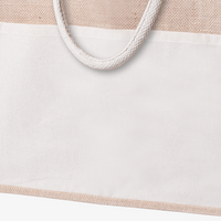 Shopper aus Jute mit farbigem Fach, Detailansicht