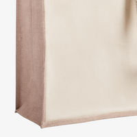 Shopper aus laminierter Jute und Baumwolle mit langen Henkeln, Detailansicht