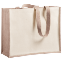 Shopper aus laminierter Jute und Baumwolle mit langen Henkeln