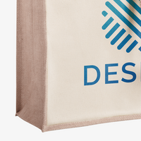 Shopper aus laminierter Jute und Baumwolle mit langen Henkeln, Detailansicht