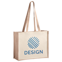 Shopper aus laminierter Jute und Baumwolle mit langen Henkeln