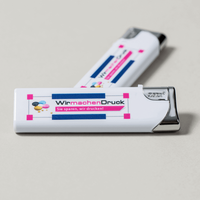 Slider Feuerzeug, einseitigem Farbdruck mit Text, Feuerzeuge liegend