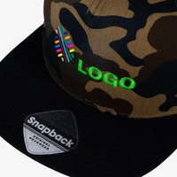 Snapback Camo Cap, mit ZWEI Stickpositionen, Kappe: Black