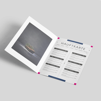 Speisekarte, farbig bedruckt, liegend mit Burger Motiv