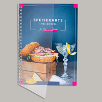 Speisekarte, farbig bedruckt, liegend