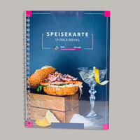 Speisekarte mit Metall-Spiralbindung, Vorderseite