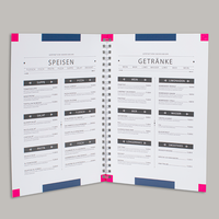 Speisekarte mit Metall-Spiralbindung, Innenseite