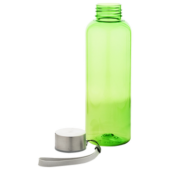 Sportflasche aus RPET mit Edelstahldeckel und Trageschlaufe, 500 ml, ohne Werbeanbringung