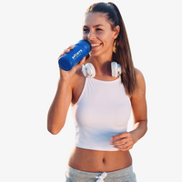 Sportflasche mit Spender 520 ml trinkende Frau Flasche Blau