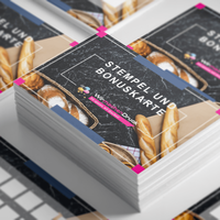 Stempelkarten, quer, farbig bedruckt, gestapel