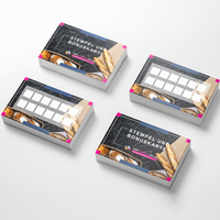 Stempelkarten quer, farbig bedruckt, gestapelt