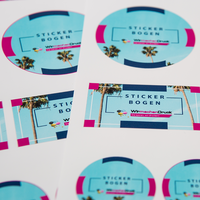 Stickerbogen farbig bedruckt, verschiedenen Größe, rechteckig, liegend