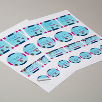 Stickerbogen farbig bedruckt, verschiedenen Größe, rechteckig, liegend