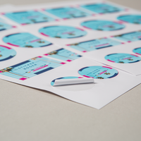 Stickerbogen farbig bedruckt verschiedene Größen, rechteckig, liegend