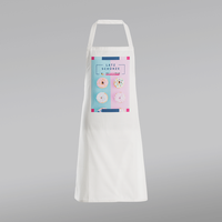 Stoffschürze weiß, farbig bedruckt, stehend, 