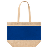 Strandtasche aus laminierter Jute und Baumwolle mit farbigem Streifen