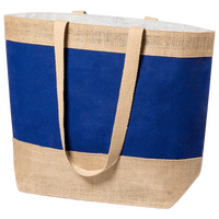 Strandtasche aus laminierter Jute und Baumwolle mit farbigem Streifen