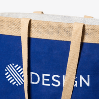 Strandtasche aus laminierter Jute und Baumwolle mit farbigem Streifen, Detailansicht