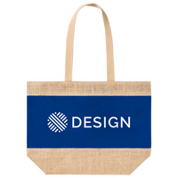 Strandtasche aus laminierter Jute und Baumwolle mit farbigem Streifen