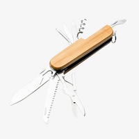 Taschenmesser aus Holz mit 6 Funktionen ausgeklappt