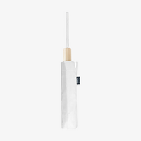 Taschenschirm, Manuell mit Holzgriff, Weiß, geschlossen