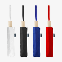 Taschenschirm, Manuell mit Holzgriff, verchiedene Farben, geschlossen