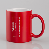Tasse außen rot, innen WEISS mit einseitiger Lasergravur