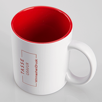Tasse außen WEISS, innen rot mit einseitiger Lasergravur