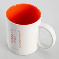 Tasse außen WEISS, innen orange mit einseitiger Lasergravur