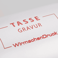 Tasse außen WEISS, innen rot mit einseitiger Lasergravur