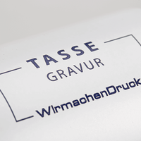 Tasse außen WEISS, innen blau mit einseitiger Lasergravur