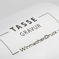 Tasse außen WEISS, innen schwarz mit einseitiger Lasergravur