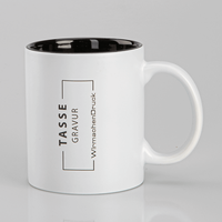 Tasse außen WEISS, innen schwarz mit einseitiger Lasergravur