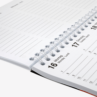 Tischkalender, Wire-O-Bindung in weiß, schwarz oder silber