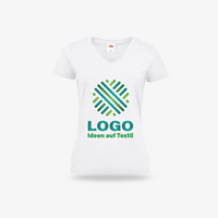 TOPSELLER Damen-T-Shirt Basic, weiß - Fruit of the Loom, Vorderseite V-Neck