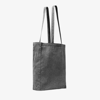 Tragetasche aus recycelter Baumwolle mit Bodenfalte Langhenkel schwarz