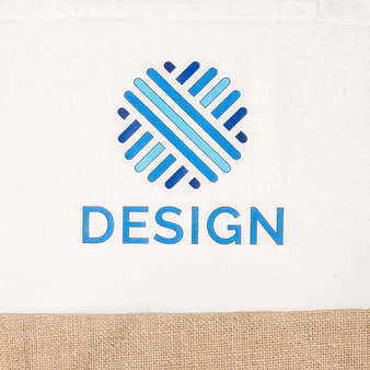 Tragetasche aus recycelter Baumwolle mit Juteboden, Druckansicht